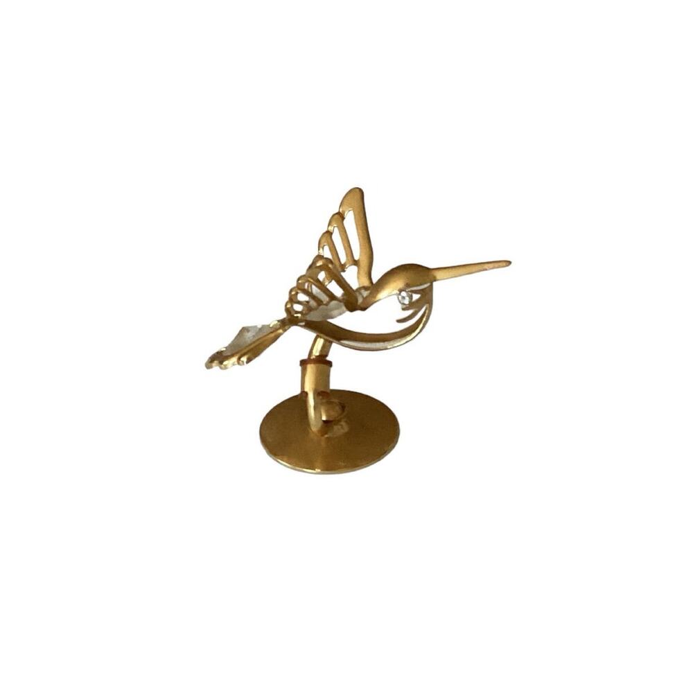 Hummingbird Figurine Made in the U.S.A. 24K Gold Plated Austrian Crystal